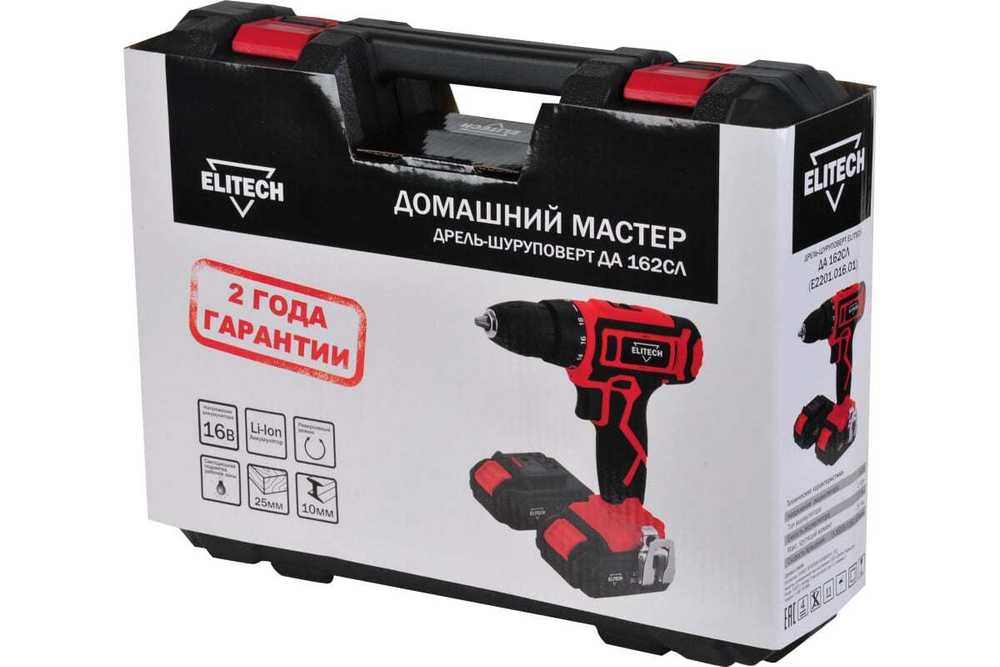 Дрель-шуруповерт аккумуляторная ELITECH ДМ ДА 162СЛ