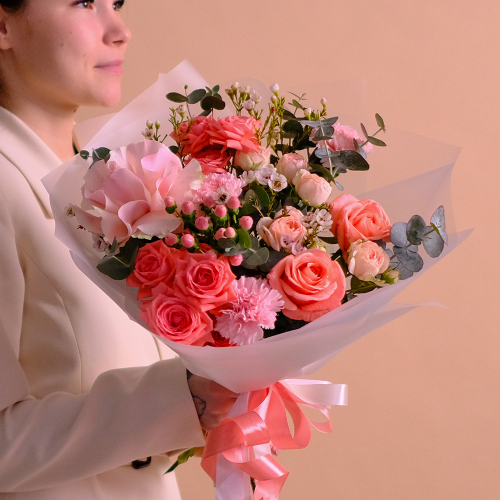 Купить Нежный букет с французскими розами #744