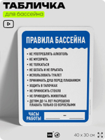 Табличка для бассейна "Правила бассейна", на пляж, для общественной и частной зоны отдыха, информационная, 40х30 см, Silver Plane x Айдентика Технолоджи