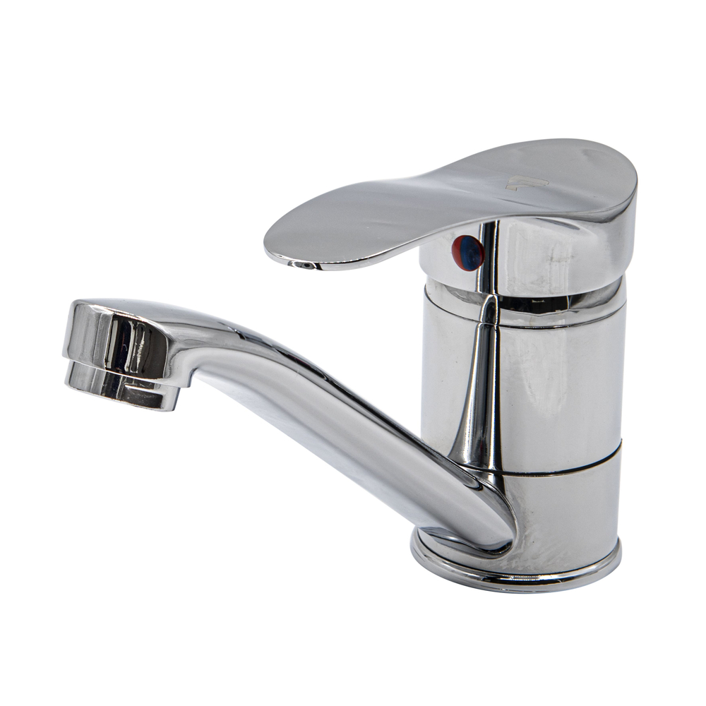 67-0-724 Смеситель стандарт однорычажный для мойки, гайка, керамический картридж 40мм, гусак 15см