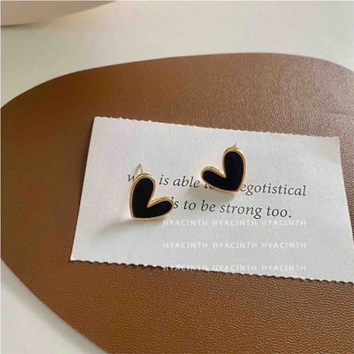 Серьги Сердце (чёрные)