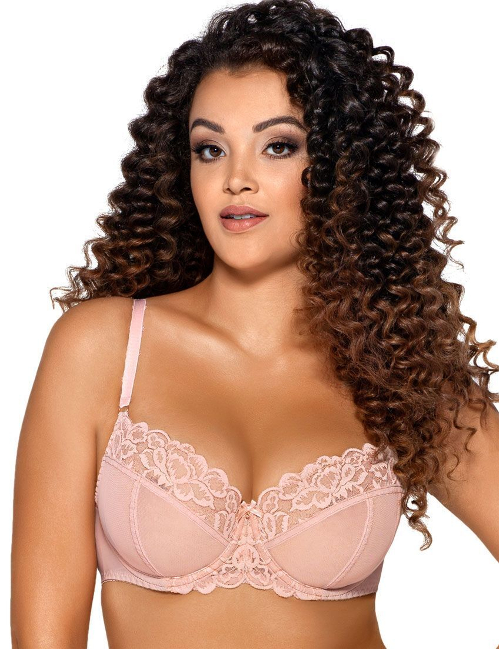 Бюстгальтер plus size с чашками на косточках и боковыми поддержками (Размер: 90G) (Цвет: какао)