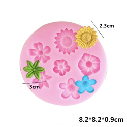 Молды силиконовые в наборе 2 шт "Цветочки и листики" разноцветные / Формы для лепки цветов и листьев