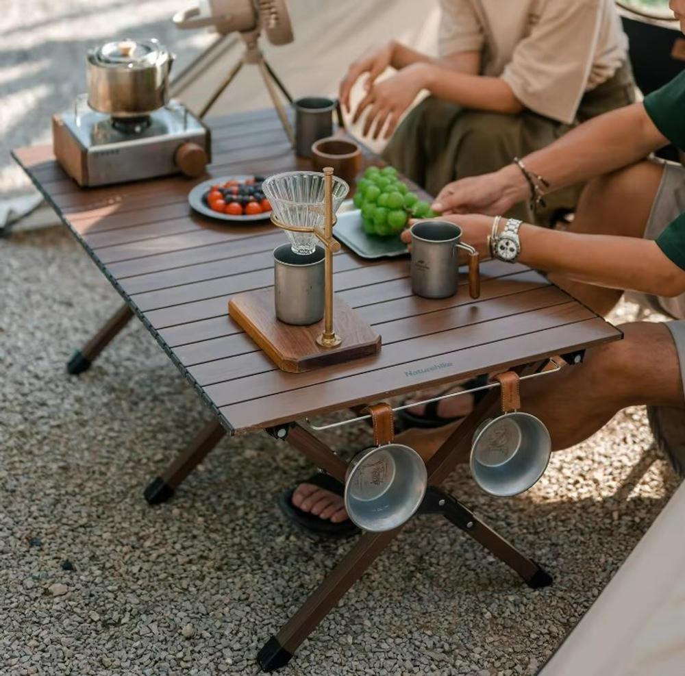 Стол туристический Naturehike складной, 106х64х44 см, с Х-образными ножками, коричневый