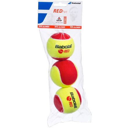 Мяч теннисный детский BABOLAT Red, 501036, уп.3 шт, войлок, шерсть, нат.резина, желто-красный