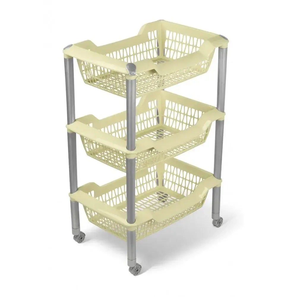 Этажерка универсальная Джета 3 корзины на колесиках слоновая кость С735С (комплект 4 шт)