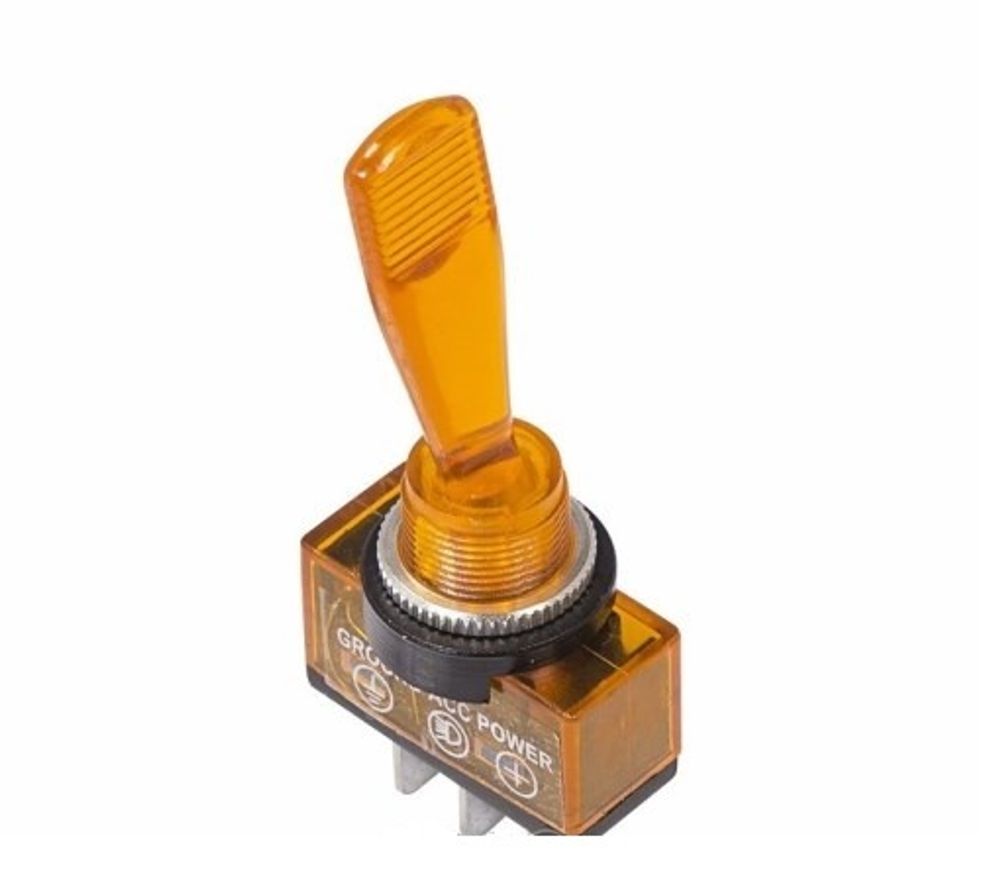 Тумблер 2-х позиц. 12V 20А (3c) ON-OFF однополюсный с желтой подсветкой (REXANT)