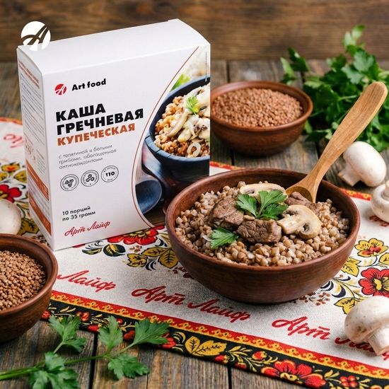 Каша Купеческая с телятиной и белыми грибами