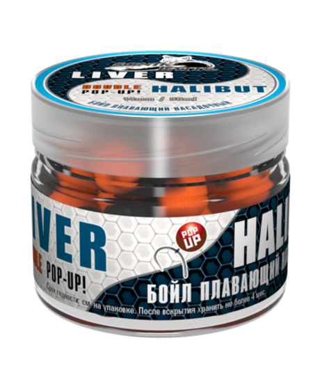 Бойлы насад. плав. двух цв. Sonik Baits LIVER-HALIBUT Fluo Pop-ups 14мм 90мл