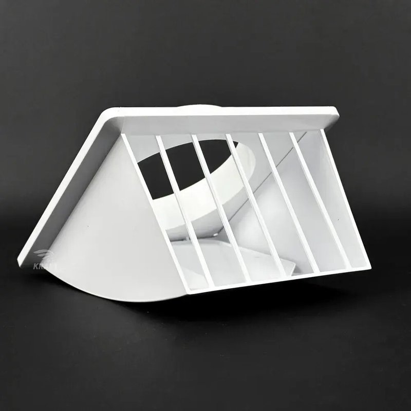 Вывод, выход стенной 175х175 мм с обратным клапаном с выходом D125 белый