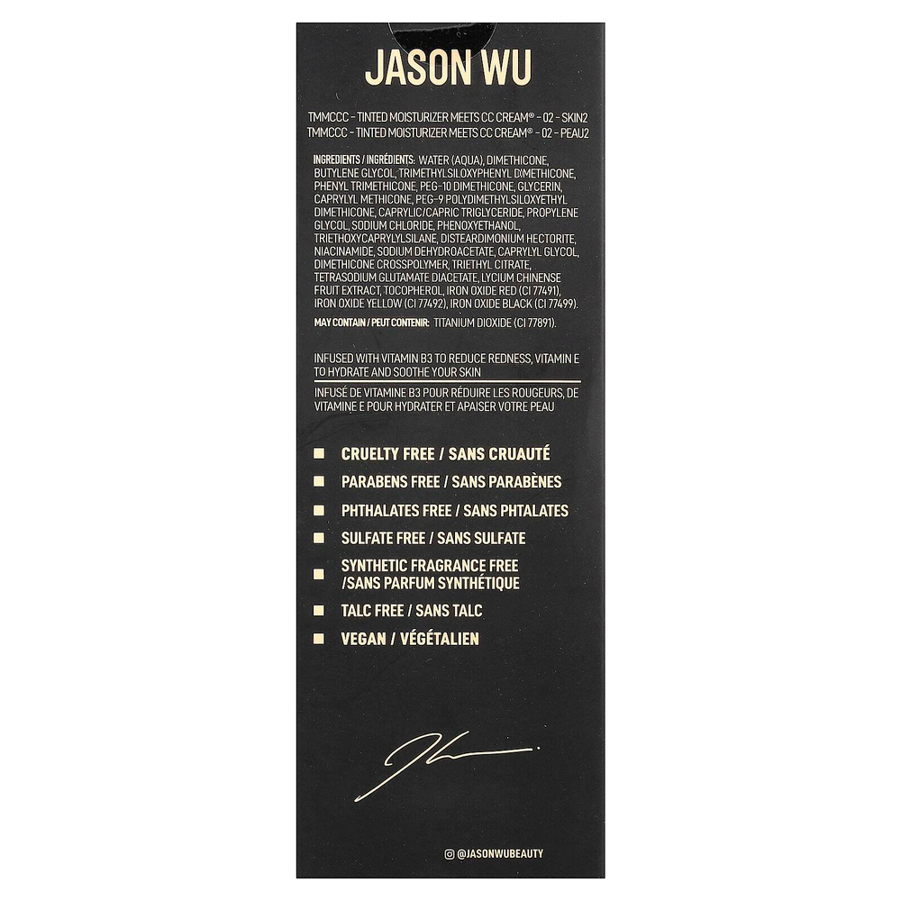 Jason Wu, увлажняющий крем с оттенком, Meets CC Cream®, 02 Skin2, 30 мл (1,01 жидк. унции)