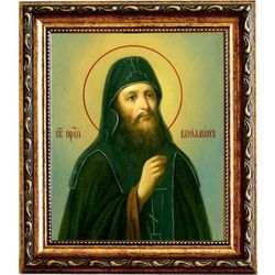 Вениамин Печерский, преподобный затворник. Икона на холсте.