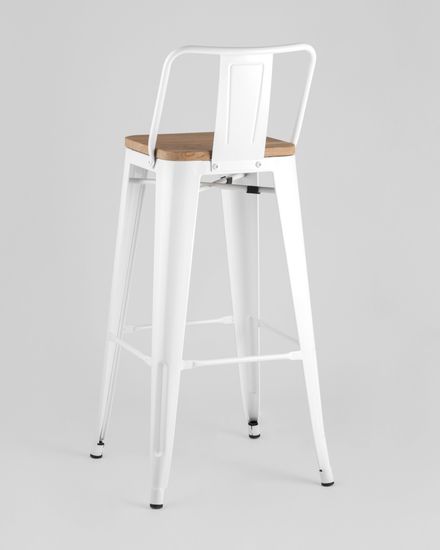 Tolix WOOD со спинкой белый глянцевый