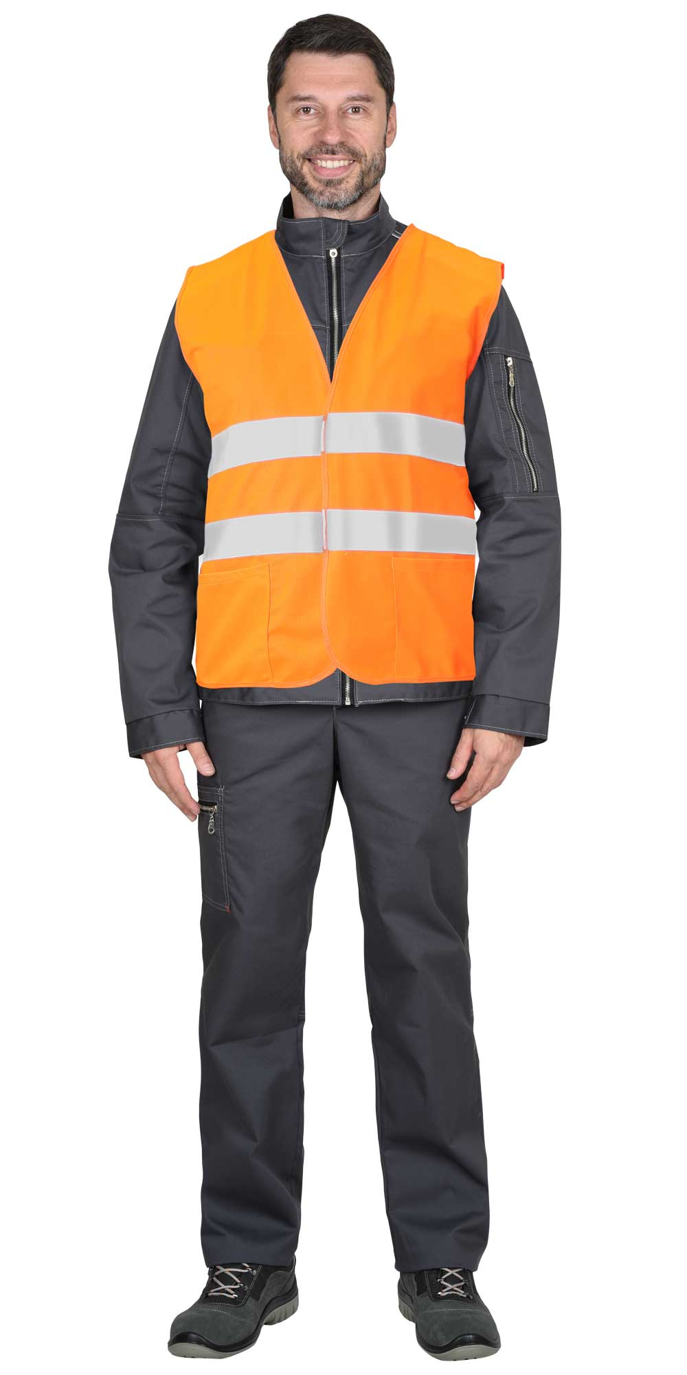 Жилет сигнальный класс 2, 2 СОП (трик.120 гр/м2, карманы) оранжевый