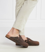 Шлепанцы кожаные boston leoi habana Birkenstock - коричневый(860131)