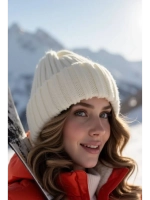 шапка вязаная теплая зимняя с отворотом стильная