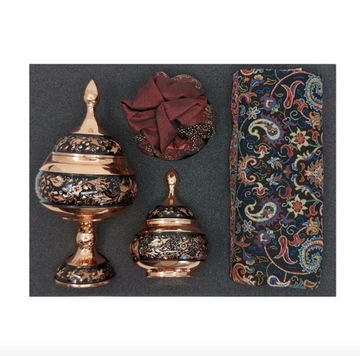 Набор ваз и ореховых чаш, бирюза и орехи кешью, изобразительное иранское искусство, модель В156, набор из 4 предметов 432