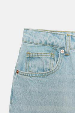 ZARA ДЖИНСОВЫЕ ШОРТЫ Z1975 СО СРЕДНЕЙ ПОСАДКОЙ, ГОЛУБОЙ