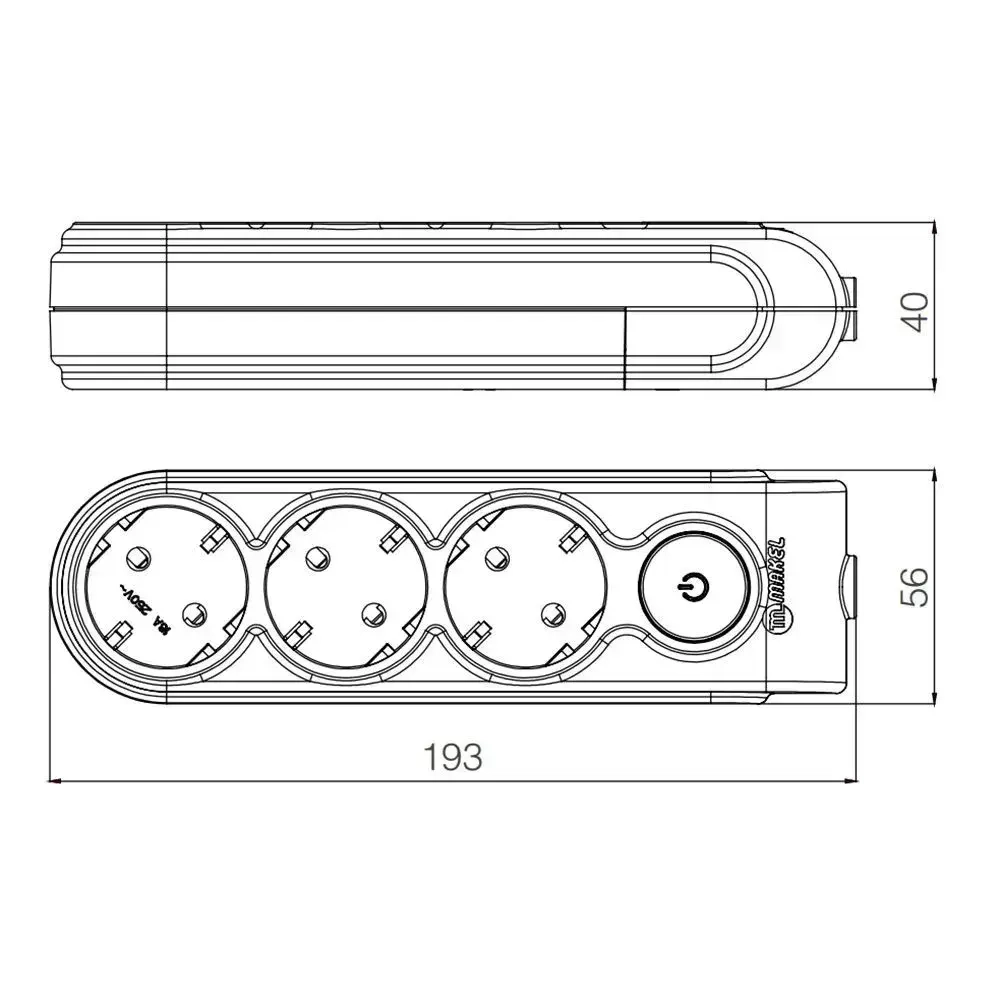 Удлинитель MAKEL 3 гнезда с заземлением с выключателем 3600 Вт 3 м
