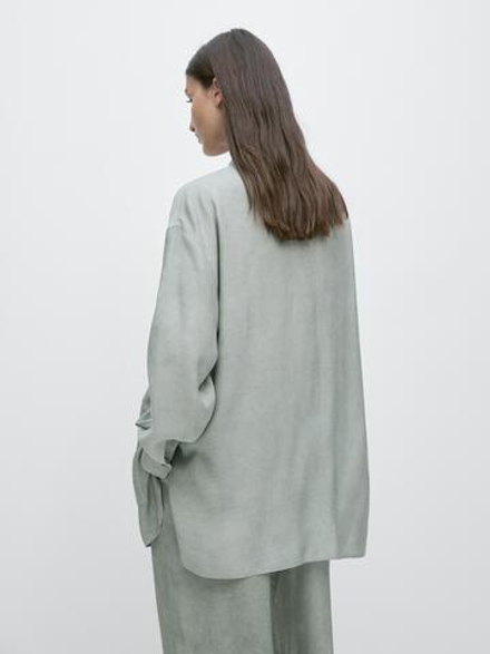 Massimo Dutti Жакет с карманами, фисташково-зеленый