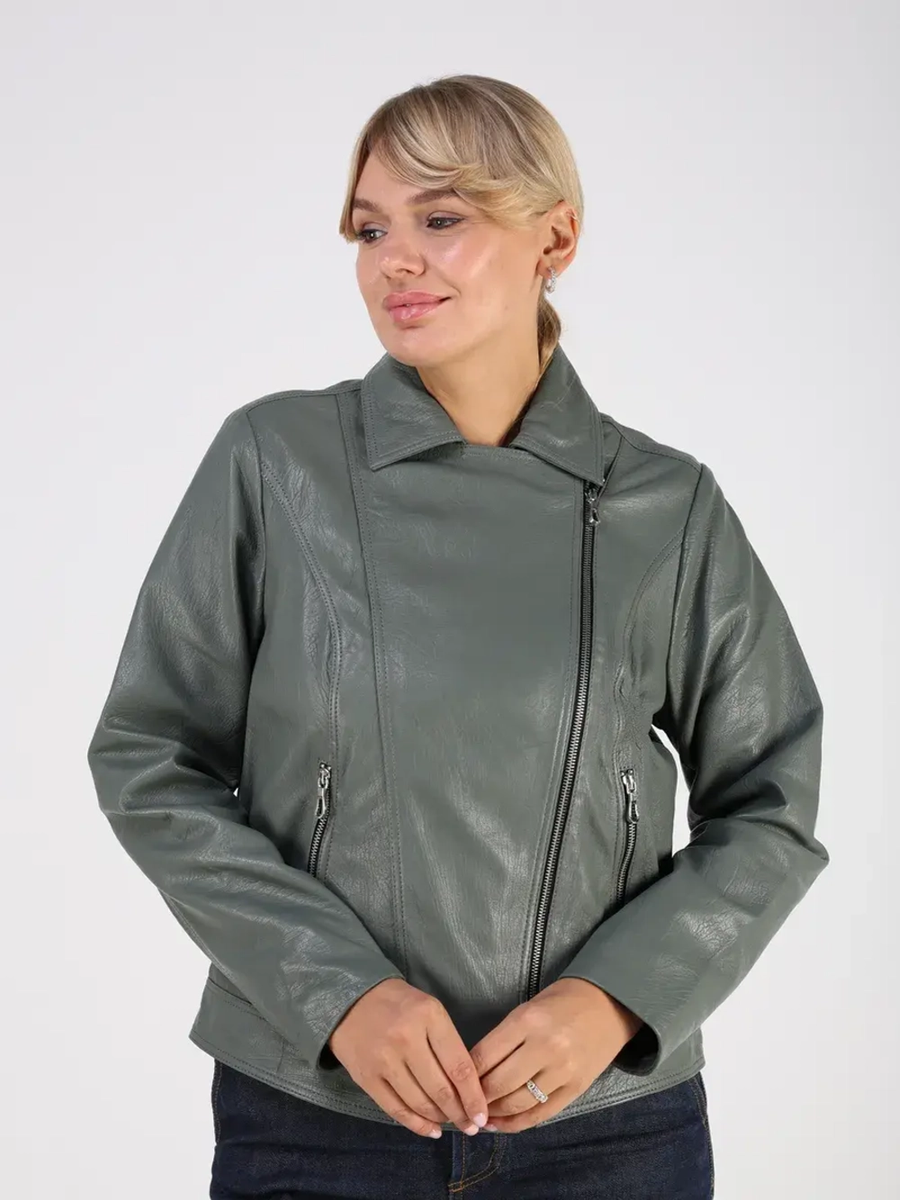 Кожаная куртка демисезонная косуха оверсайз