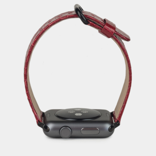 Ремешок для Apple Watch 44/45/46 mm из кожи ящерицы, красного цвета