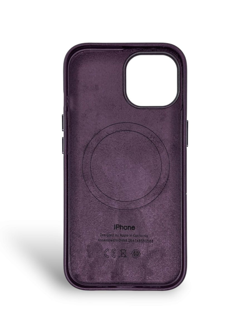 Кожаный чехол Leather Case iPhone 15, Dark Cherry Темно-фиолетовый