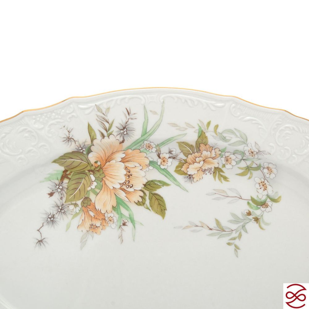 Блюдо овальное Bernadotte Зеленый цветок 36 см