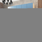 Шкаф Агератум МДФ четырехсекционный с антресолью и стеллажом в синей эмали - Дуб молочный 8622  210*50*220