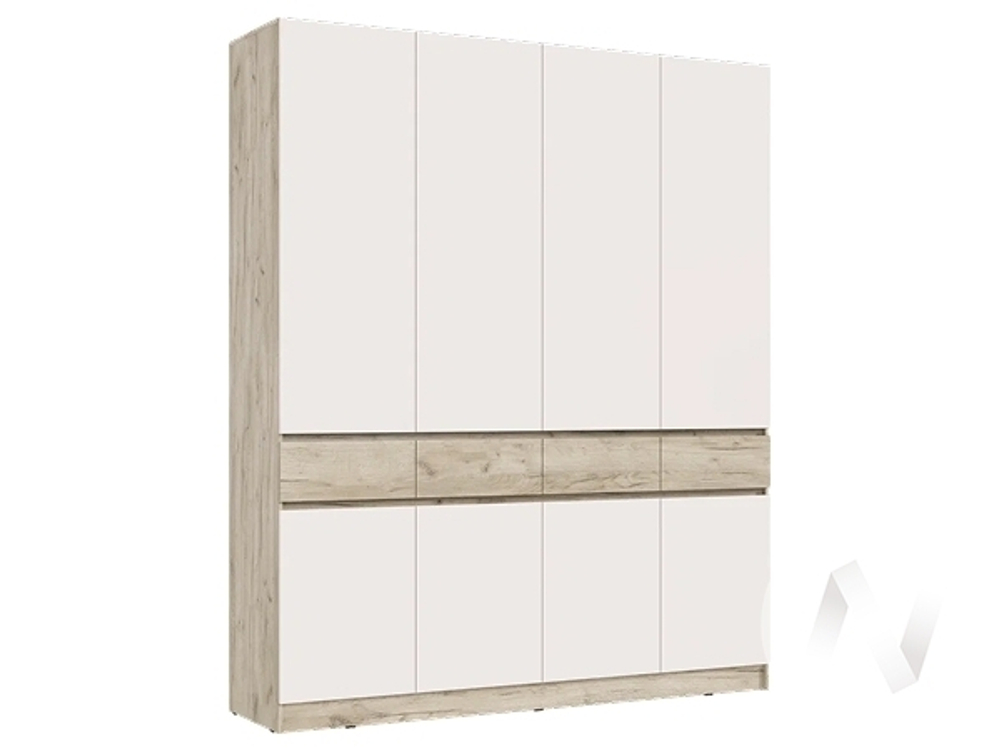 Шкаф 4-х ств МС Роджина (дуб крафт серый/кашемир; дуб крафт серый)