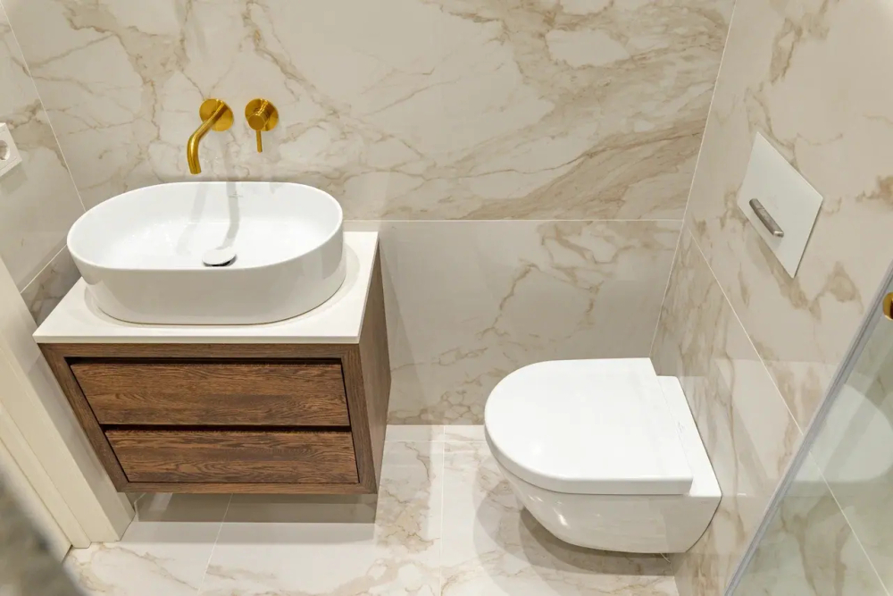 Настенная тумба под раковину из дерева для ванной комнаты