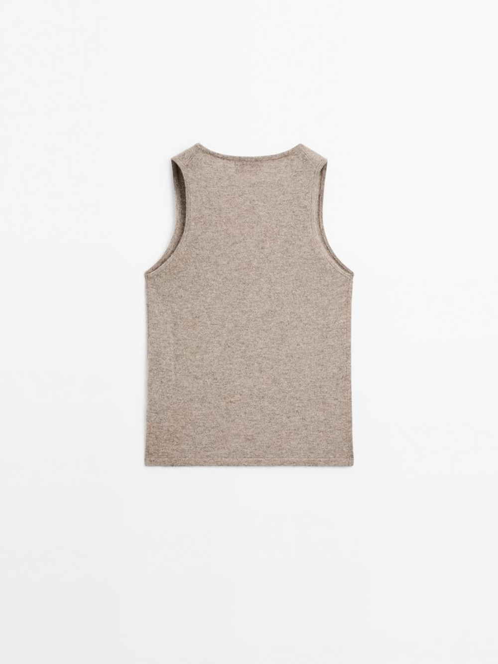 Massimo Dutti Топ с круглым вырезом из 100% кашемира, норка