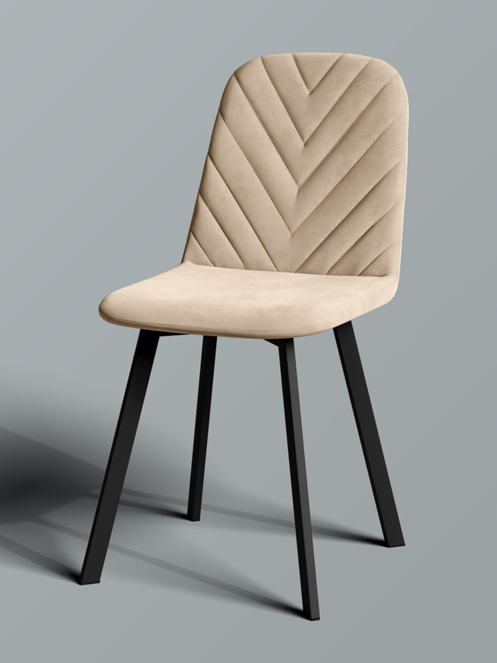 Стул Крафт М,  4шт каркас: черный, ткань: светло-бежевый Connect 05