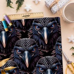 Ткань премиум сатин головы мрачных птиц