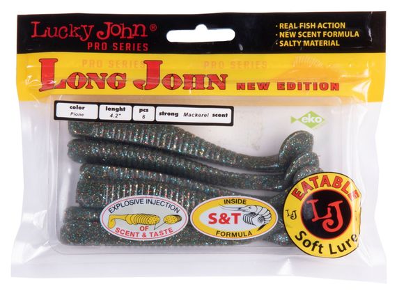 Виброхвосты съедобные LJ Pro Series LONG JOHN 4.2in (10,7 см), цв. F08, 6 шт.
