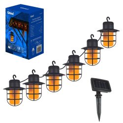 USL-S-121-PT2500 LANTERNS Садовая гирлянда на солнечной батарее Фонарики. 60 светодиодов. Эффект пламени. 1xАА Ni-Mh аккумулятор в-к. IP44. TM Uniel