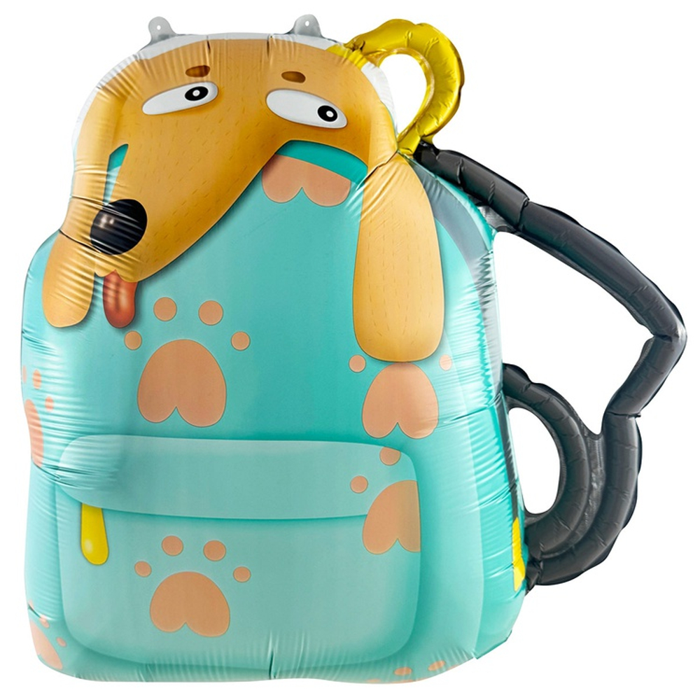 Шар Фольгированный Собака в рюкзаке (Бирюзовый)