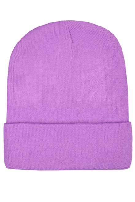 Шапка с подворотом сиреневая