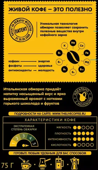 Кофе молотый Живой Кофе Эспрессо Итальяно 250 гр.