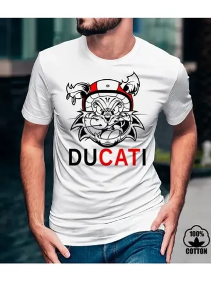 Футболка мужская/Ducati/пасть собаки/для байкера