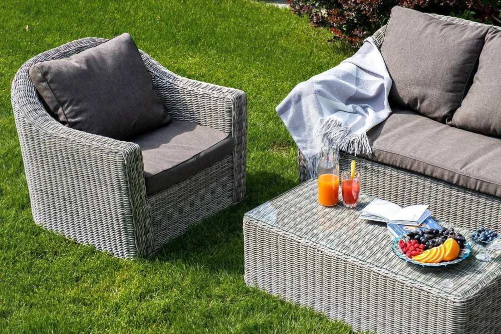 "Фабриция" журнальный столик из искусственного ротанга, цвет серый