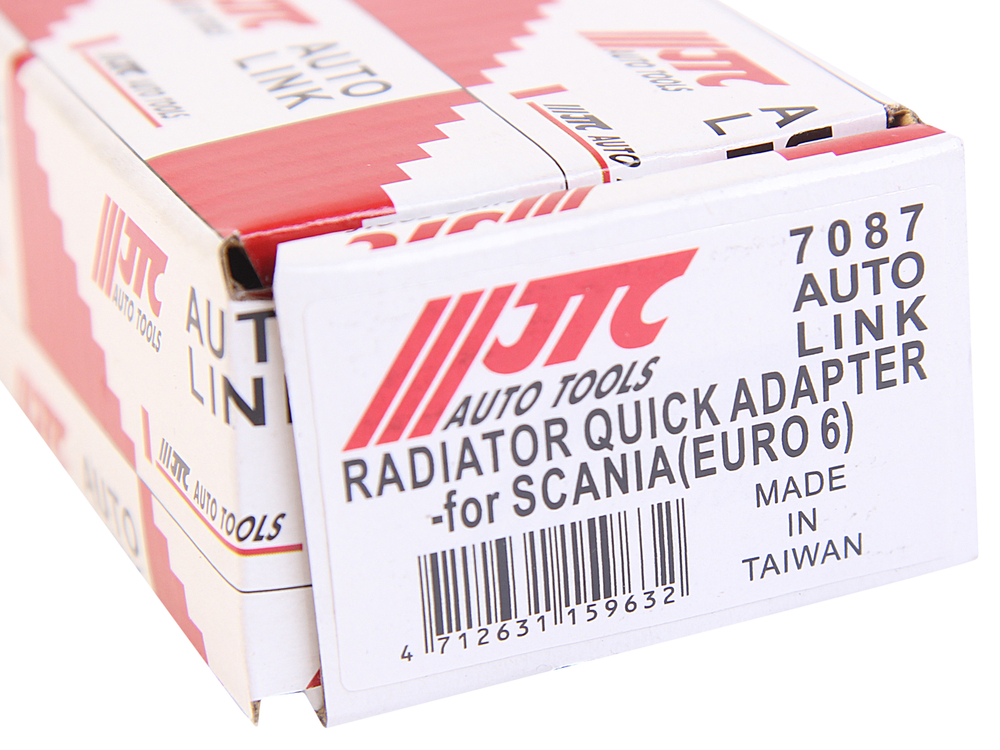 JTC-7087 - Переходник для радиатора (SCANIA) JTC - Применение: для автобусов и грузовых автомобилей Скания (Scania). Специальный переходник для обслуживания радиатора системы охлаждения.