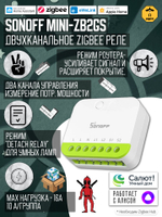 Умное Двухканальное Zigbee реле SONOFF MINI-ZB2GS (10А-на канал)