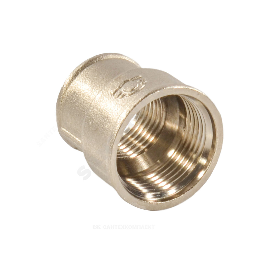 Муфта латунь никель переходная Ду 15х10 (1/2"х3/8") ВР/ВР VALFEX VF.240.N.012.038