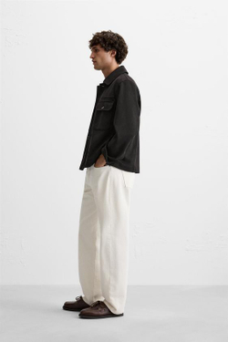 ZARA КУРТКА-РУБАШКА ИЗ ИСКУССТВЕННОЙ ЗАМШИ, ЧЕРНЫЙ