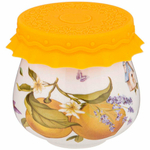 Баночка для меда и варенья 180мл с силиконовой крышкой "Прованс лимоны"