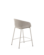 Полубарный стул Yvette из бежевого шенилла с бежевыми стальными ножками 65 см