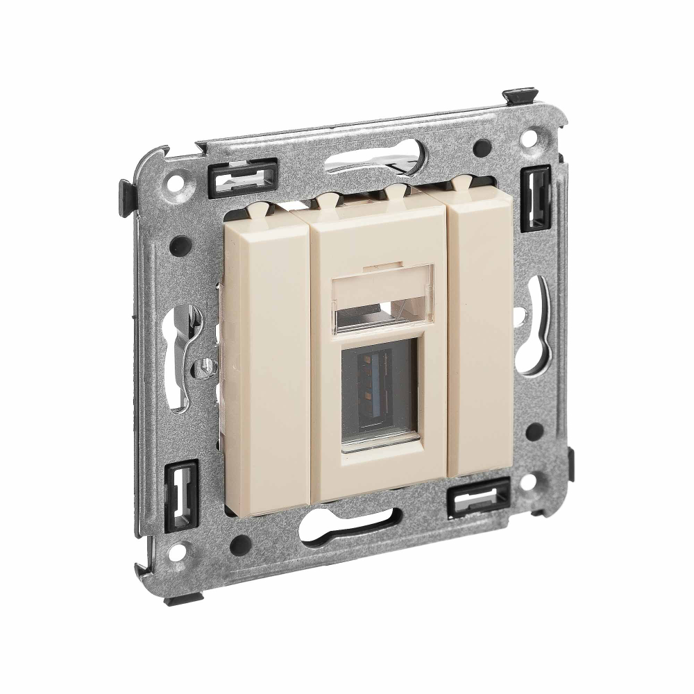 USB 3.0 розетка одинарная в стену, тип А-А, "Avanti", "Ванильная дымка"