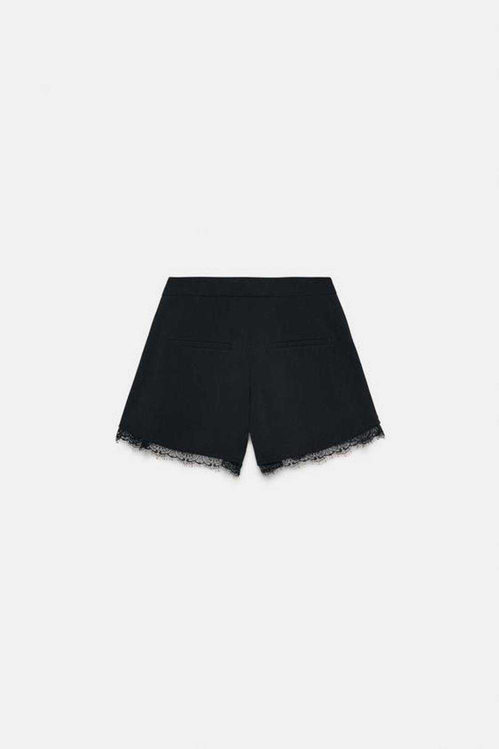 ZARA ШОРТЫ-БЕРМУДЫ С КРУЖЕВОМ, ЧЕРНЫЙ
