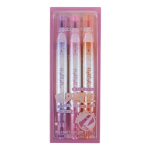 Набор текстовыделителей 3шт. 2-х стор,1 стор-кисточка,цв.пастель, 2 стор-с блестк. голубой